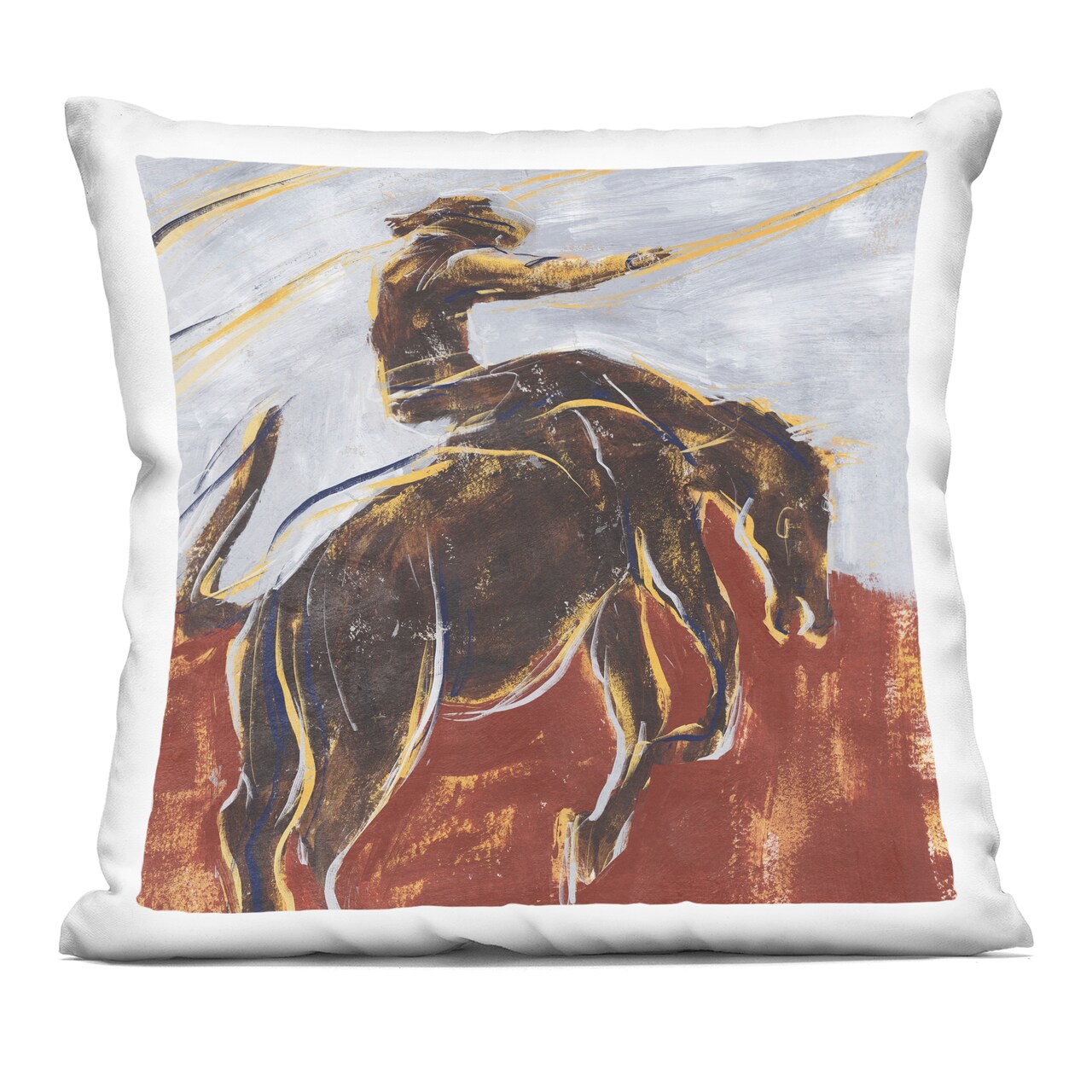 Stupell Industries Rodeo Cowboy in Earth Tones Decorative Printed Throw Pillow, design by Annie Warren, 18 x 7 x 18